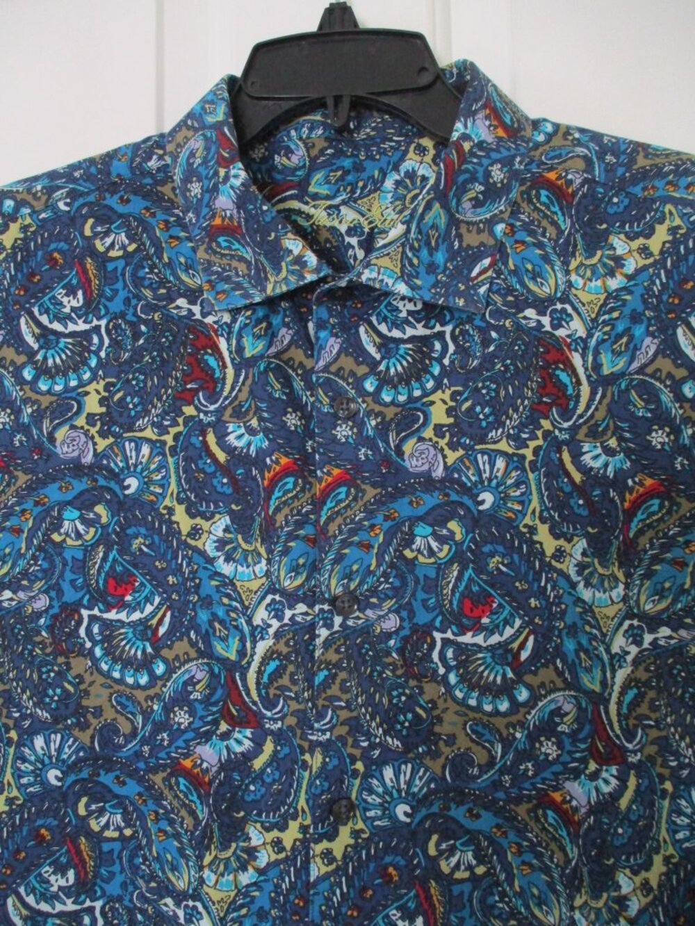 Tasso Elba Mens L/S Blue Cotton Floral Casual Resortwear Shirt NWOT - Size XXL